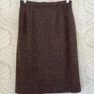 Gerard Darel Paris Brown Textured Wool Tweed Pencil Skirt, Size  2/4
